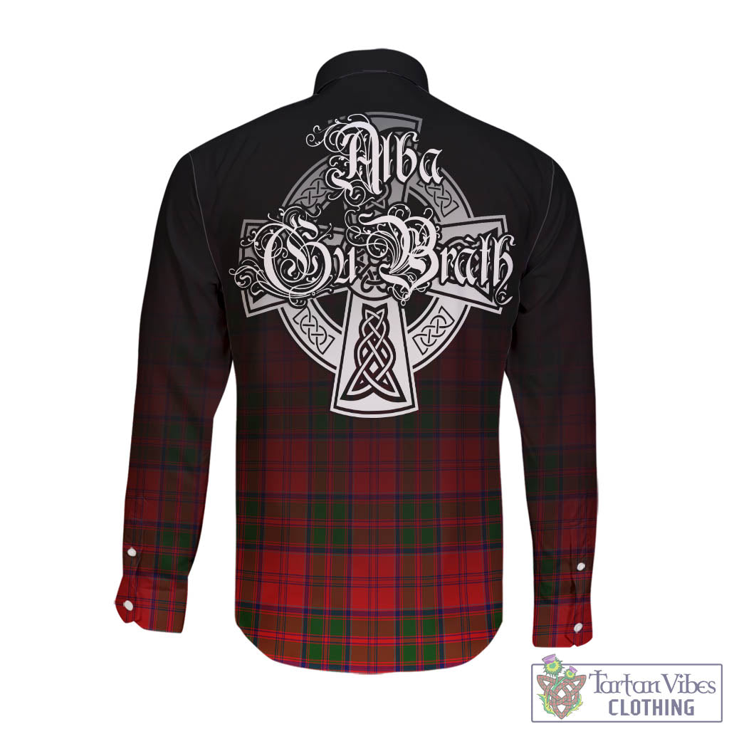 Heron Tartan Long Sleeve Button Up Featuring Alba Gu Brath Family Crest Celtic Inspired - Tartan Vibes Clothing