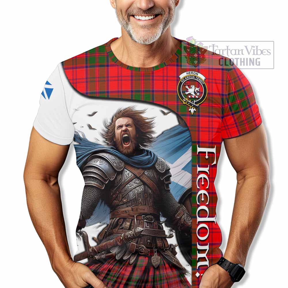 Heron Crest Tartan T-Shirt Inspired by the Freedom of Scottish Warrior - Tartan Vibes Clothing