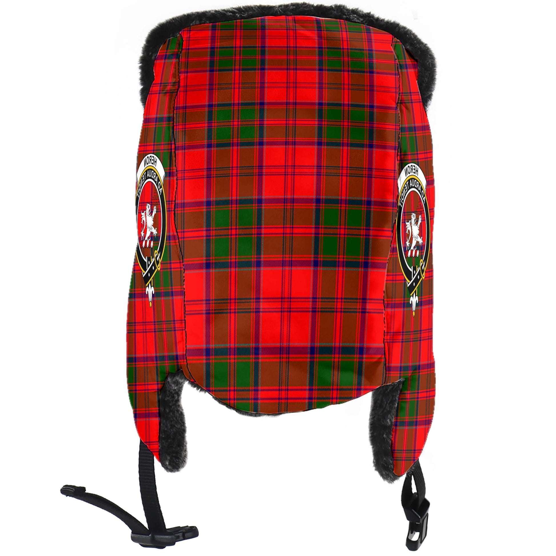Heron Tartan Winter Trapper Hat with Family Crest - Tartan Vibes Clothing