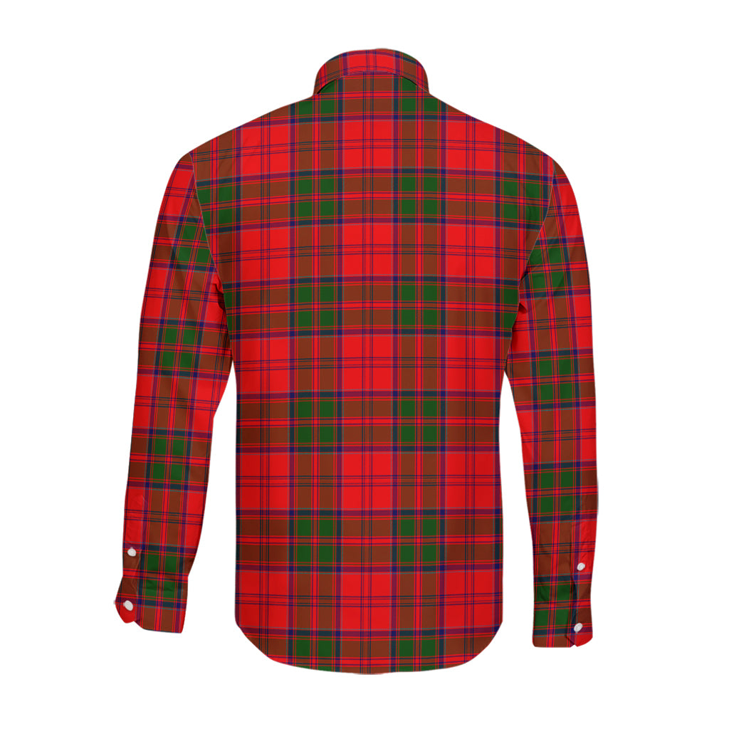 Heron Tartan Long Sleeve Button Up Shirt with Family Crest - Tartan Vibes Clothing