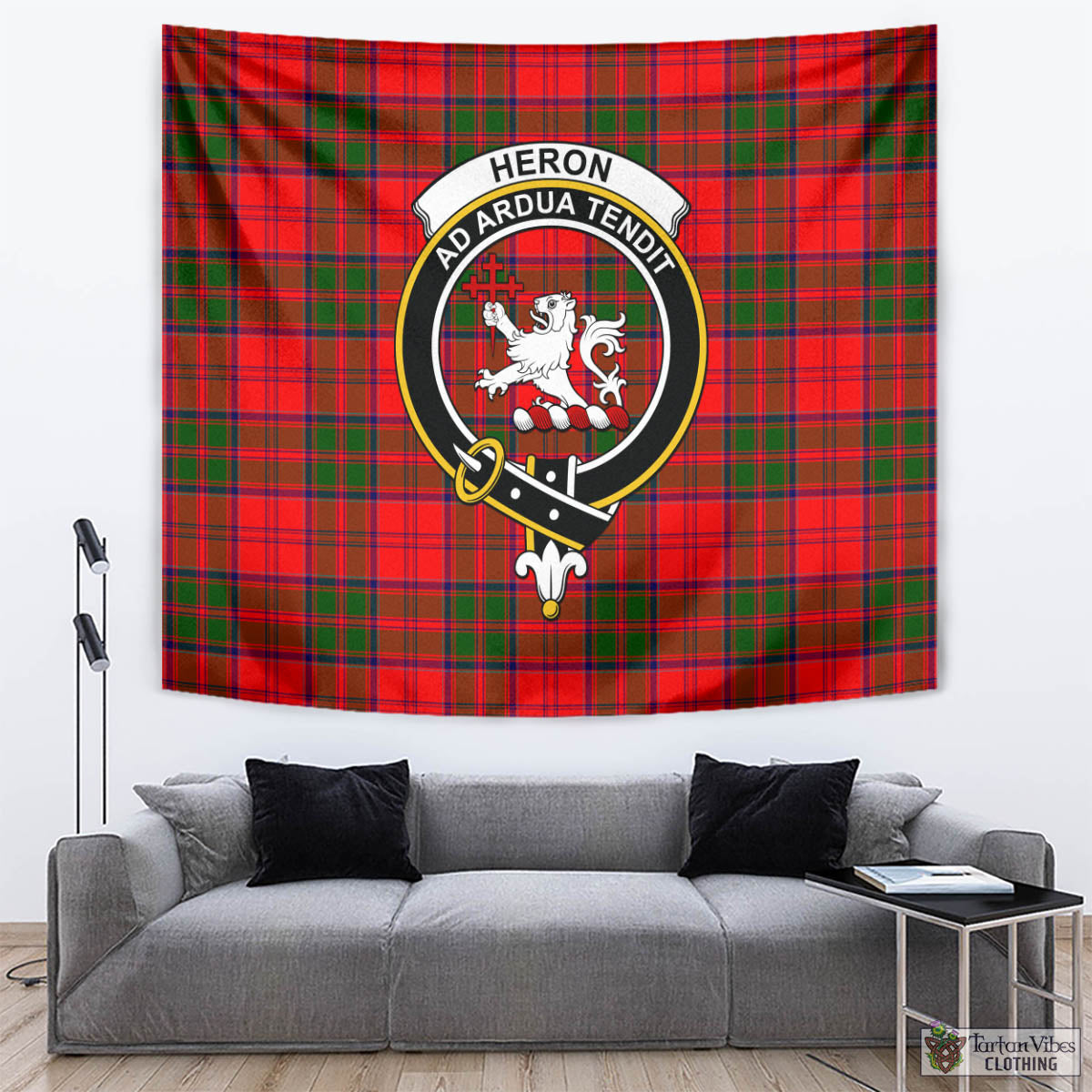 Heron Tartan Tapestry Wall Hanging and Home Decor for Room with Family Crest - Tartan Vibes Clothing