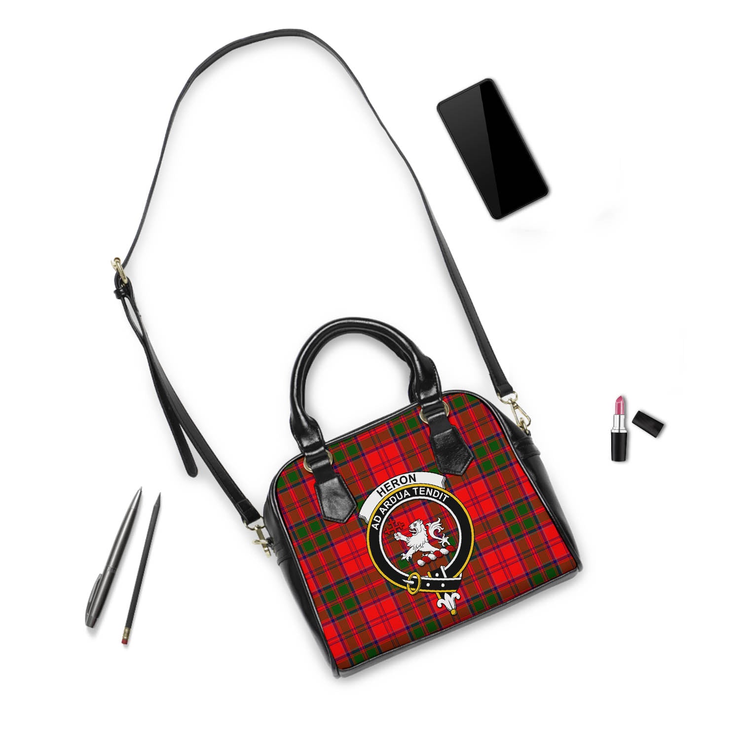 Heron Tartan Shoulder Handbags with Family Crest - Tartan Vibes Clothing