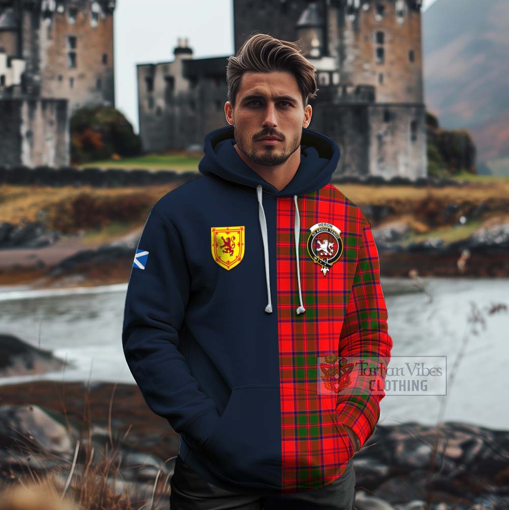 Heron Tartan Cotton Hoodie Alba with Scottish Lion Royal Arm Half Style - Tartan Vibes Clothing