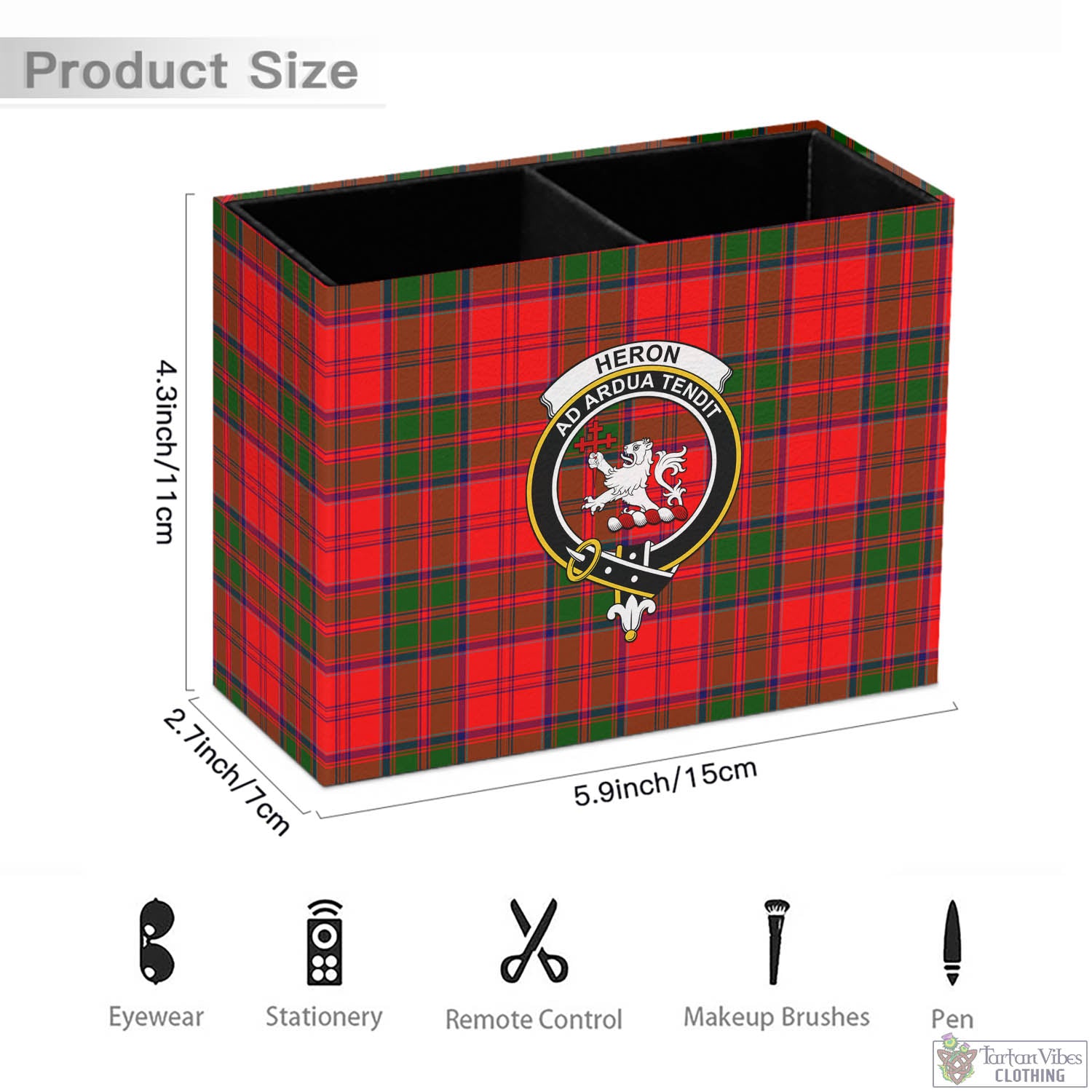 Heron Tartan Pen Holder with Family Crest - Tartan Vibes Clothing