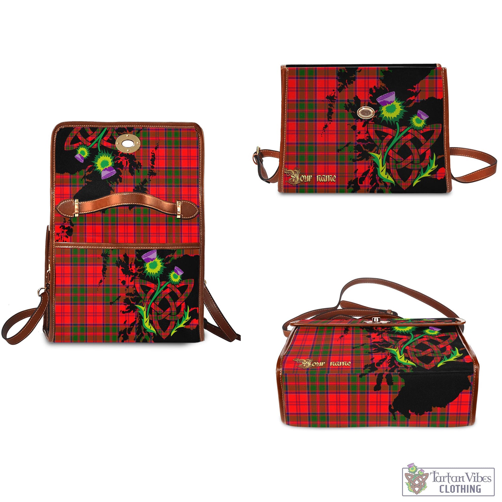 Tartan Vibes Clothing Heron Tartan Waterproof Canvas Bag with Scotland Map and Thistle Celtic Accents