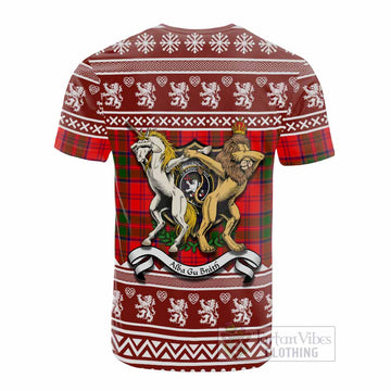 Heron Clan Tartan Crest Christmas Cotton T-shirt Coat of Arms Funny Style