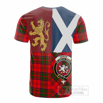 Heron Crest Tartan Cotton T-shirt with Lion Rampant Saltire Style