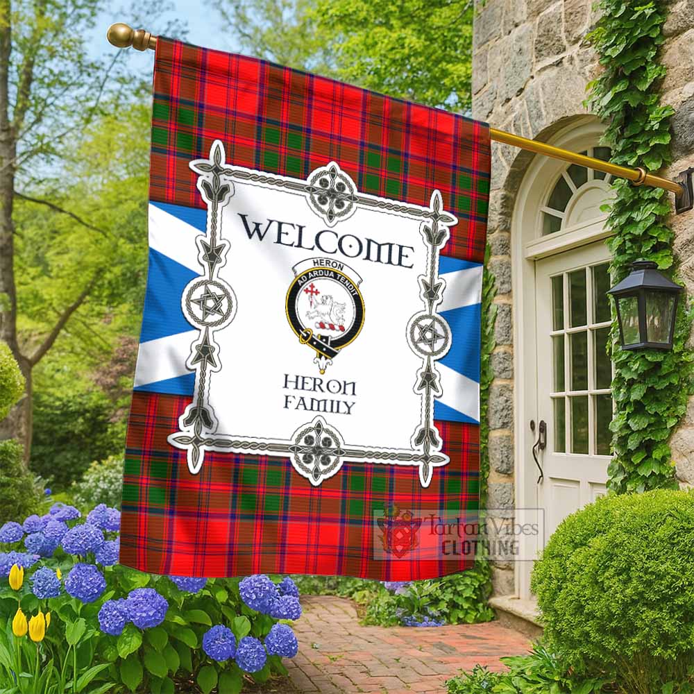 Heron Family Crest Tartan Welcome Garden Flag Saltire Harmony Style - Tartan Vibes Clothing
