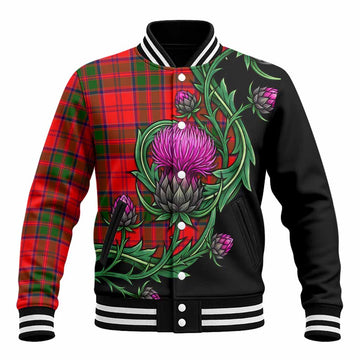 Heron Tartan Baseball Jacket Resilient Scottish Thistle Unisex - Tartan Vibes Clothing