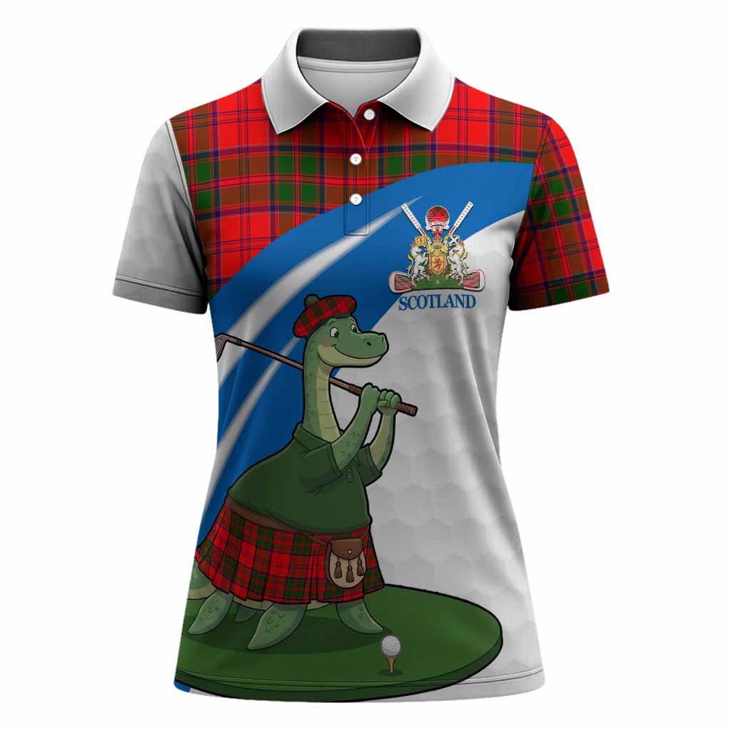 Heron Tartan Crest Golf Nessie Women Polo Shirt Loch Ness Monster Sporty Style