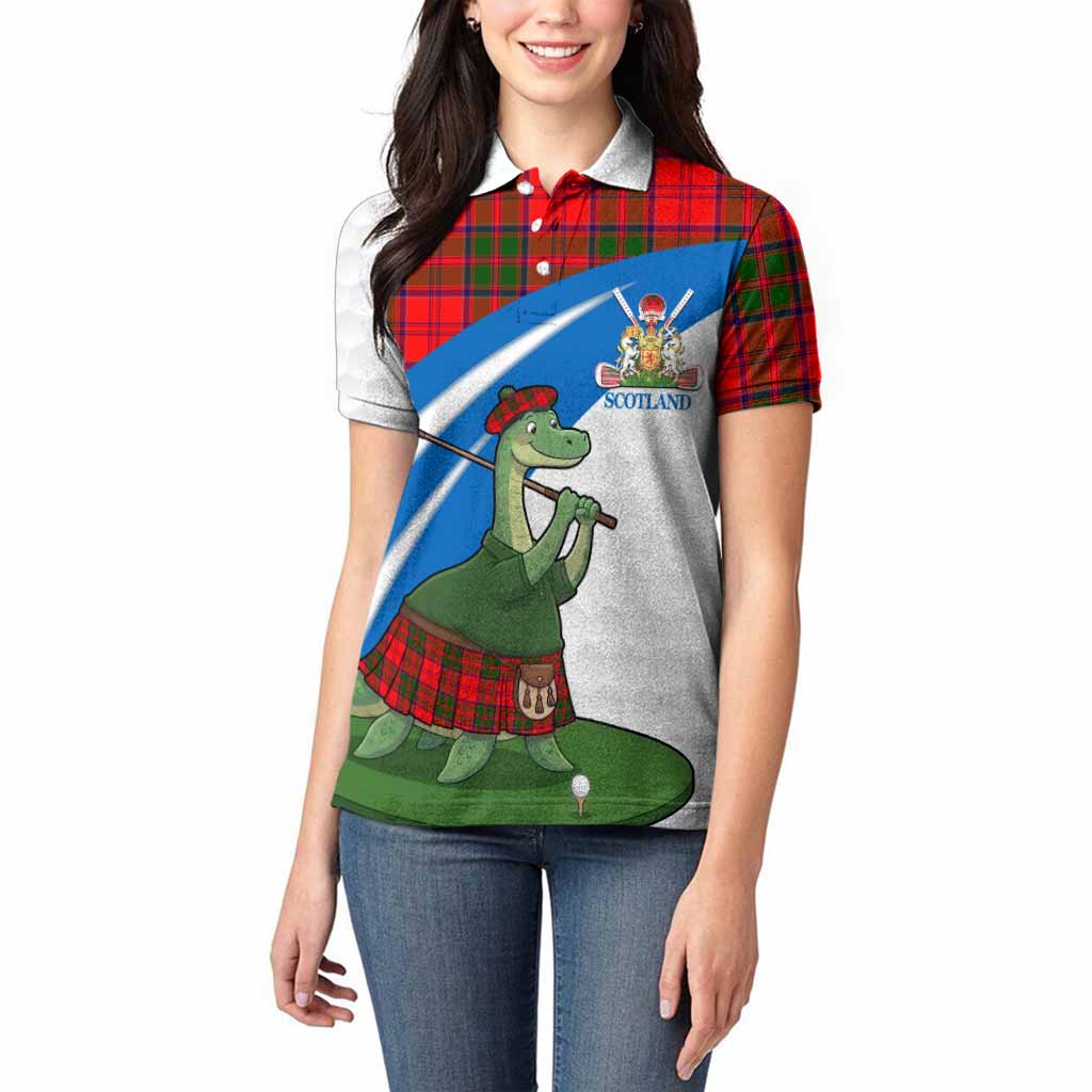 Heron Tartan Crest Golf Nessie Women Polo Shirt Loch Ness Monster Sporty Style