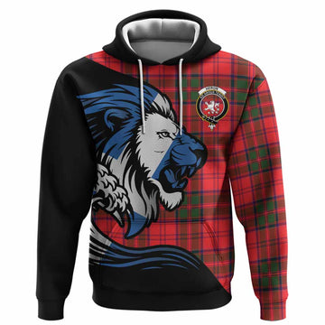 Heron Tartan Crest Hoodie Scottish Golden Lions Wave Flow