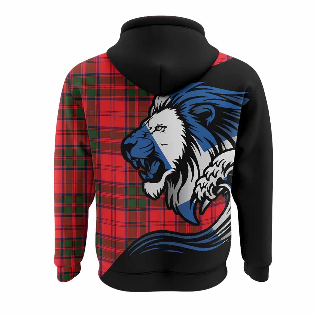 Heron Tartan Crest Hoodie Scottish Golden Lions Wave Flow