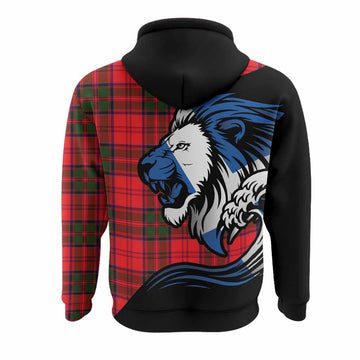 Heron Tartan Crest Hoodie Scottish Golden Lions Wave Flow