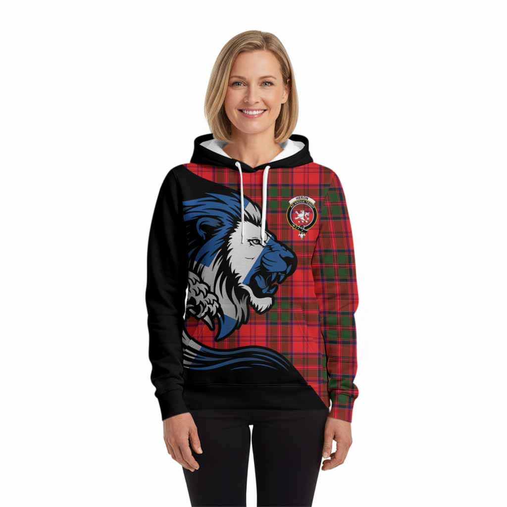 Heron Tartan Crest Hoodie Scottish Golden Lions Wave Flow