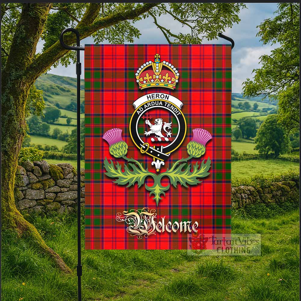 Heron Tartan Family Crest Garden Flag Royal Thistle Welcome Style - Tartan Vibes Clothing