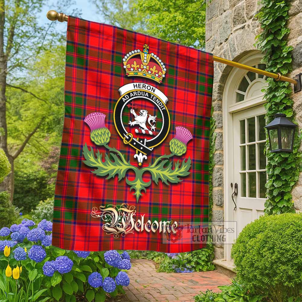 Heron Tartan Family Crest Garden Flag Royal Thistle Welcome Style - Tartan Vibes Clothing