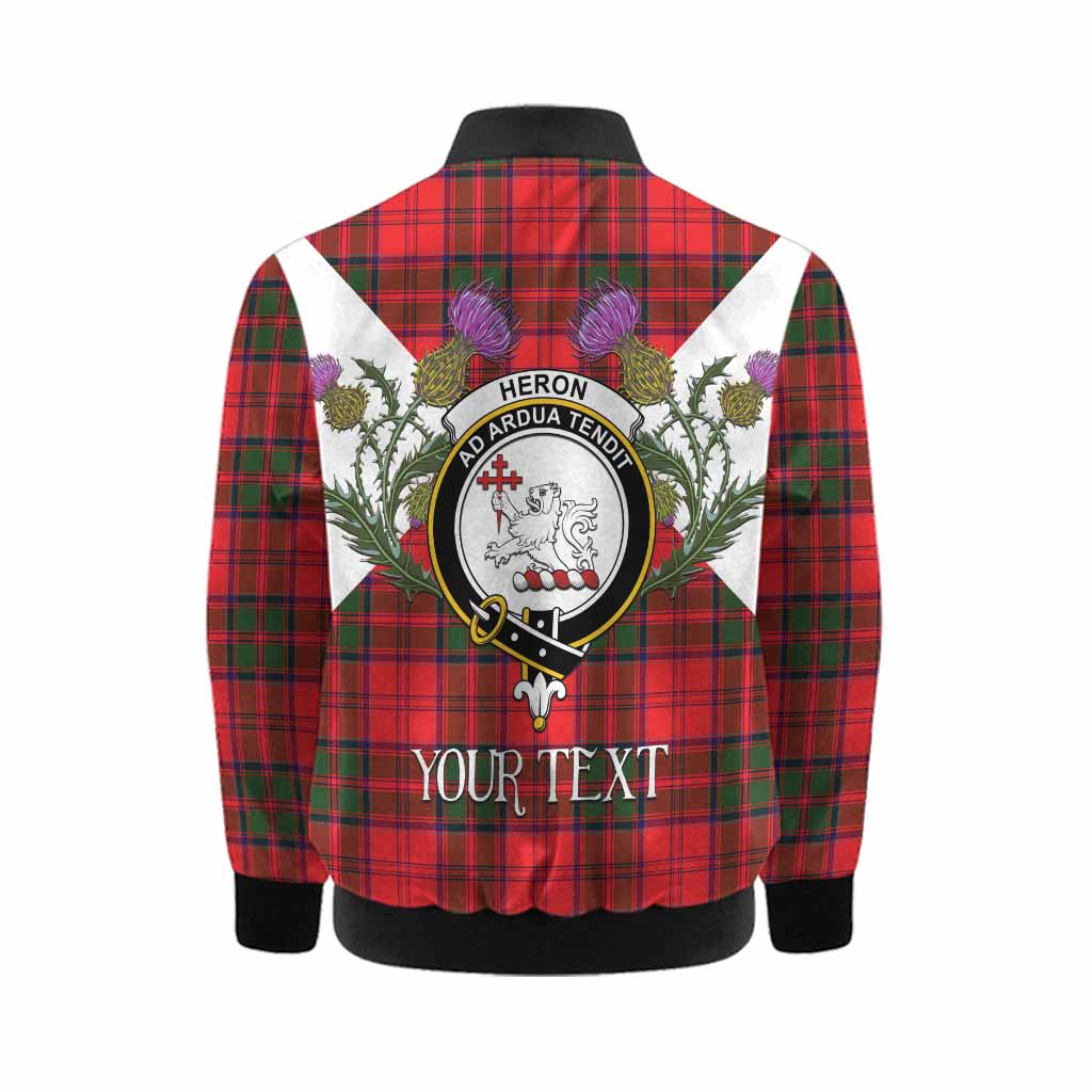 Heron Tartan Family Crest Kid Bomber Jacket Scottish Burns Night Thistle Floral
