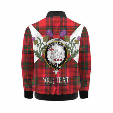 Heron Tartan Family Crest Kid Bomber Jacket Scottish Burns Night Thistle Floral