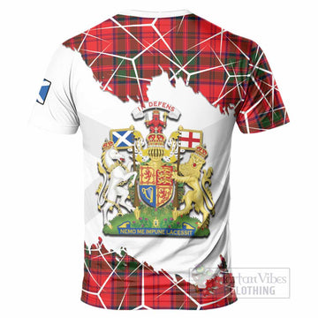 Heron Tartan T-Shirt with Family Crest and Lion Rampant Grunge Style