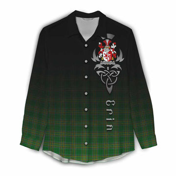 Hetherington Irish Clan Women's Casual Shirt with Coat of Arms Erin Go Bragh Celtic Inspired Female - Tartan Vibes Clothing