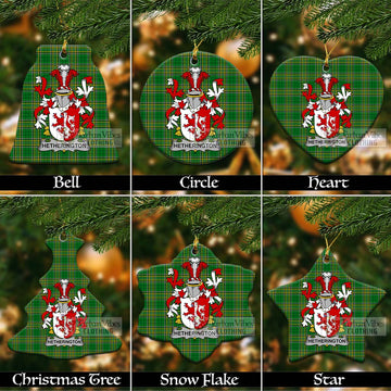 Tartan Vibes Clothing Hetherington Irish Clan Tartan Christmas Ceramic Ornament with Coat of Arms