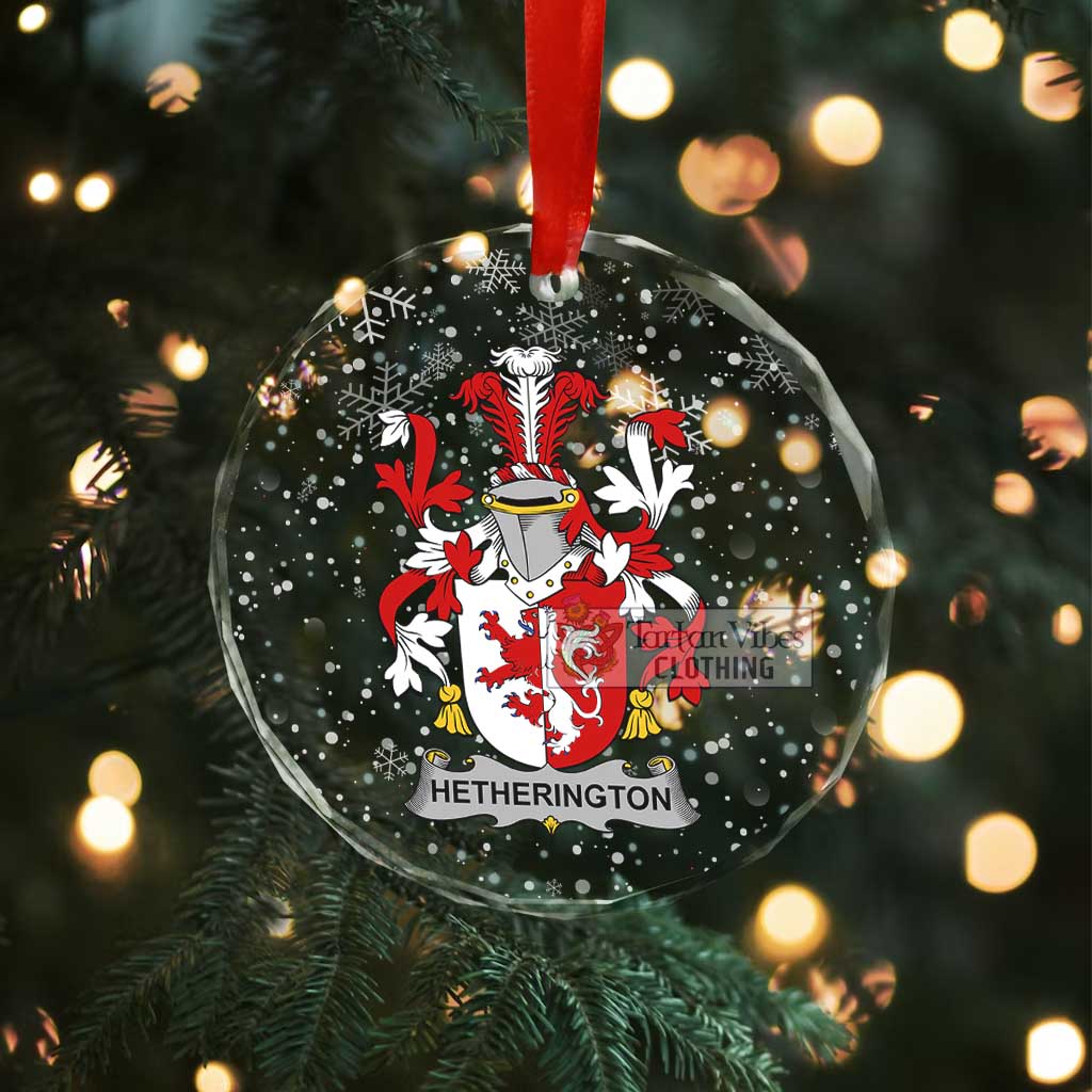 Hetherington Irish Clan Christmas Glass Ornament with Coat of Arms - 2D-tartanvibesclothing