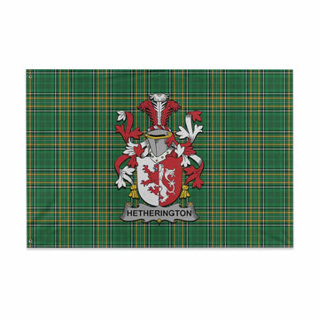 Tartan Vibes Clothing Hetherington Irish Clan Tartan House Flag with Coat of Arms