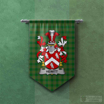 Hewitt Irish Clan Tartan Gonfalon, Tartan Banner with Coat of Arms