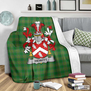 Tartan Vibes Clothing Hewitt Irish Clan Tartan Blanket with Coat of Arms