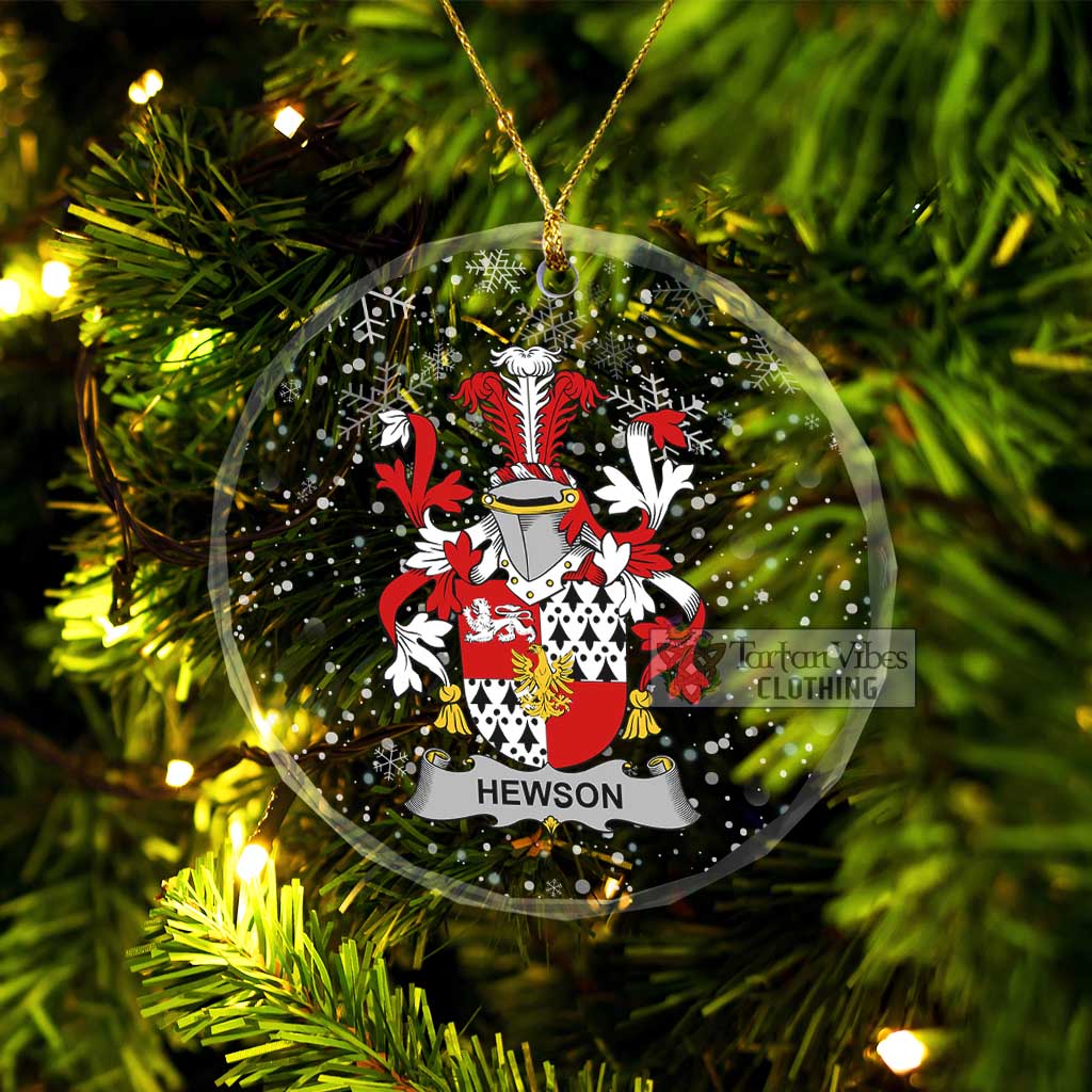 Hewson Irish Clan Christmas Glass Ornament with Coat of Arms Transparent Glass Circle - 2D-tartanvibesclothing