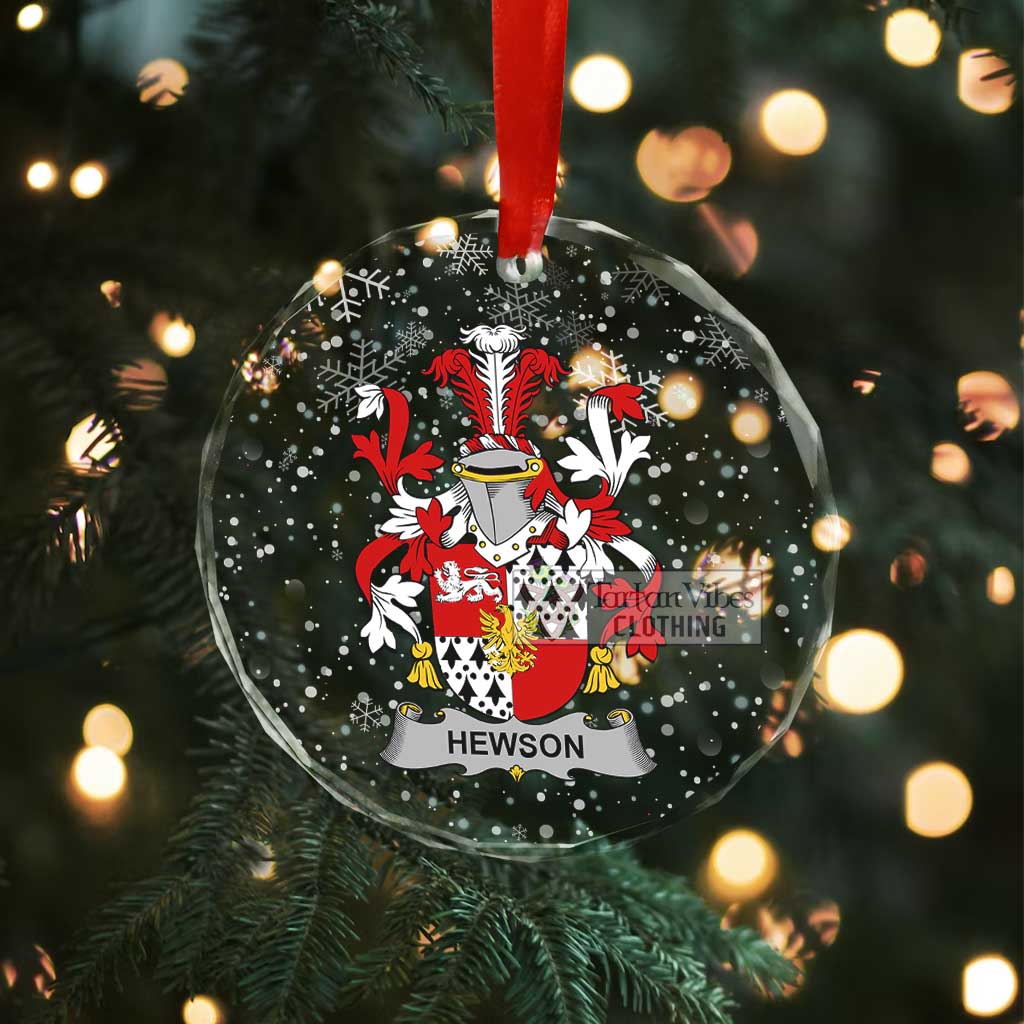 Hewson Irish Clan Christmas Glass Ornament with Coat of Arms - 2D-tartanvibesclothing