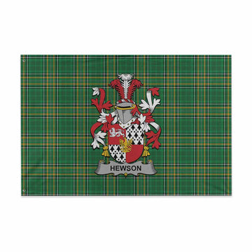 Tartan Vibes Clothing Hewson Irish Clan Tartan House Flag with Coat of Arms
