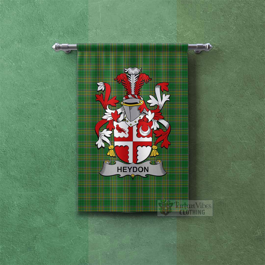 Tartan Vibes Clothing Heydon Irish Clan Tartan Gonfalon, Tartan Banner with Coat of Arms