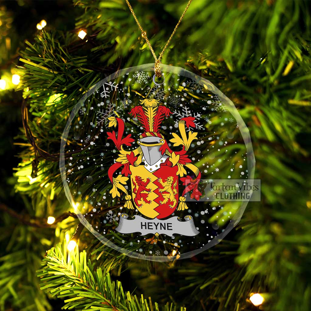 Heyne Irish Clan Christmas Glass Ornament with Coat of Arms Transparent Glass Circle - 2D-tartanvibesclothing