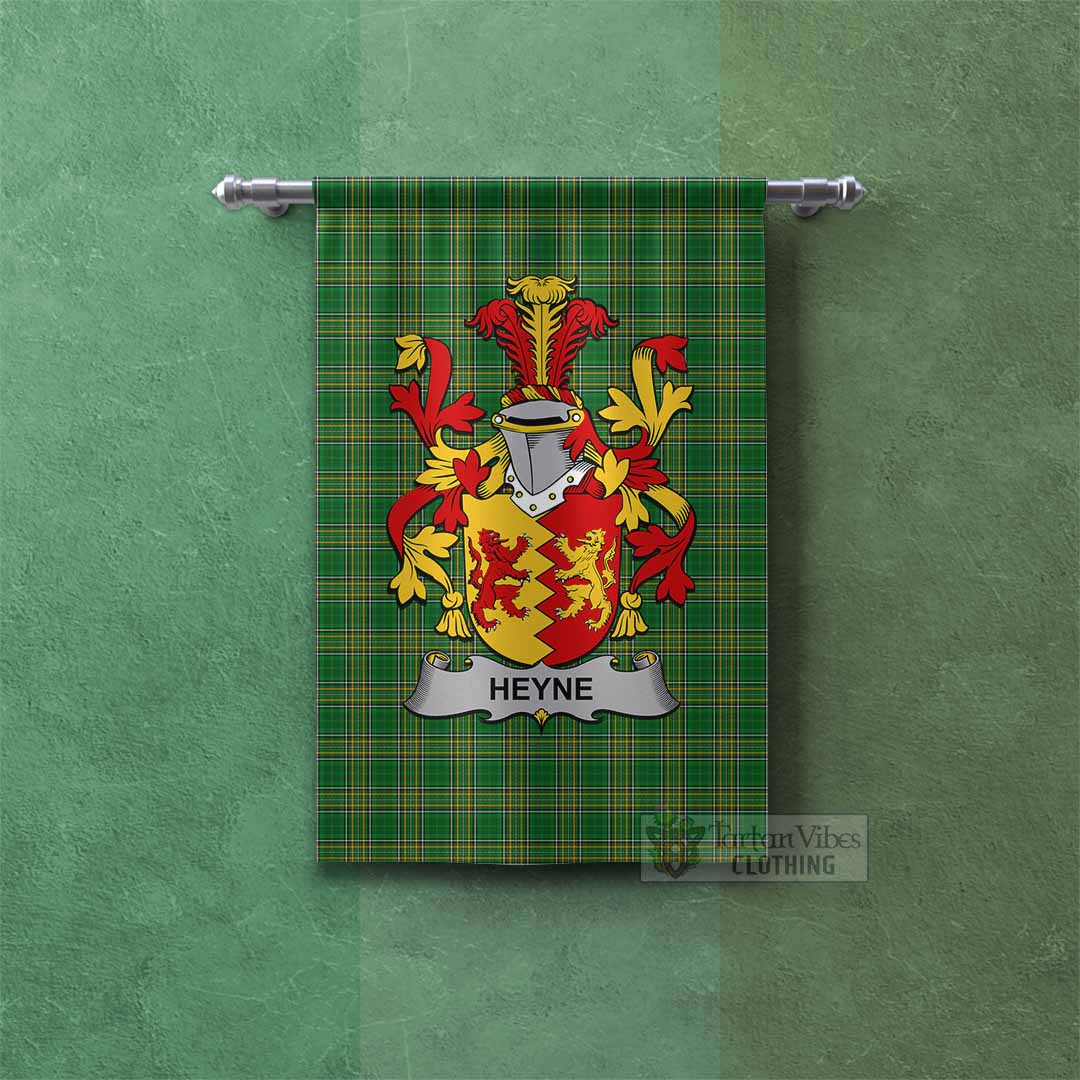 Heyne Irish Clan Tartan Gonfalon, Tartan Banner with Coat of Arms Rectangle - Tartan Vibes Clothing