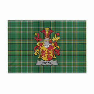 Tartan Vibes Clothing Heyne Irish Clan Tartan House Flag with Coat of Arms