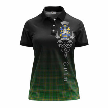 Tartan Vibes Clothing Hickey Irish Clan Women's Polo Shirt with Coat of Arms Erin Go Bragh Celtic Inspired