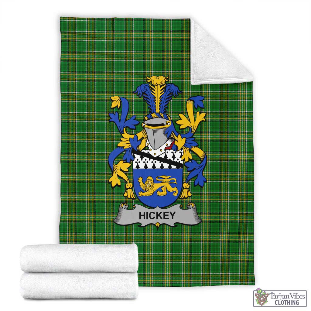 Tartan Vibes Clothing Hickey Irish Clan Tartan Blanket with Coat of Arms