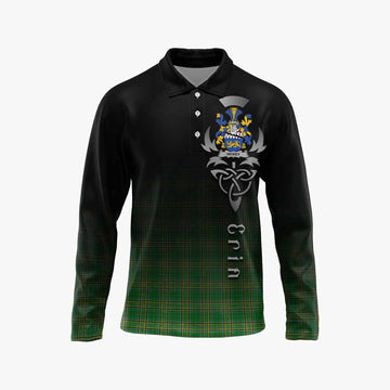 Hickey Irish Clan Long Sleeve Polo Shirt with Coat of Arms Erin Go Bragh Celtic Inspired