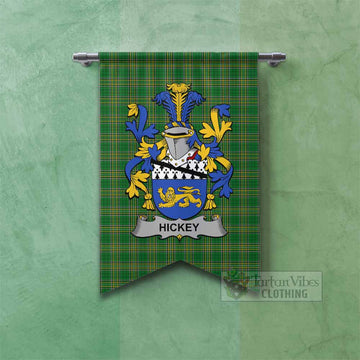 Hickey Irish Clan Tartan Gonfalon, Tartan Banner with Coat of Arms