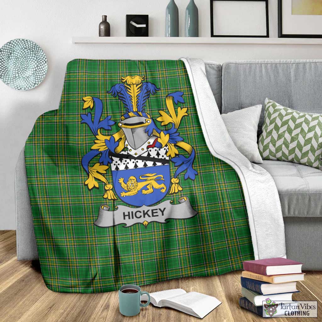 Tartan Vibes Clothing Hickey Irish Clan Tartan Blanket with Coat of Arms