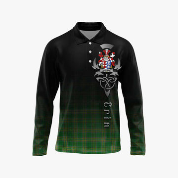 Hickman Irish Clan Long Sleeve Polo Shirt with Coat of Arms Erin Go Bragh Celtic Inspired