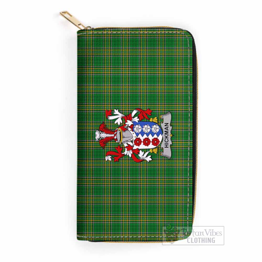 Tartan Vibes Clothing Hickman Irish Clan Tartan Women's Leather Wallet with Coat of Arms