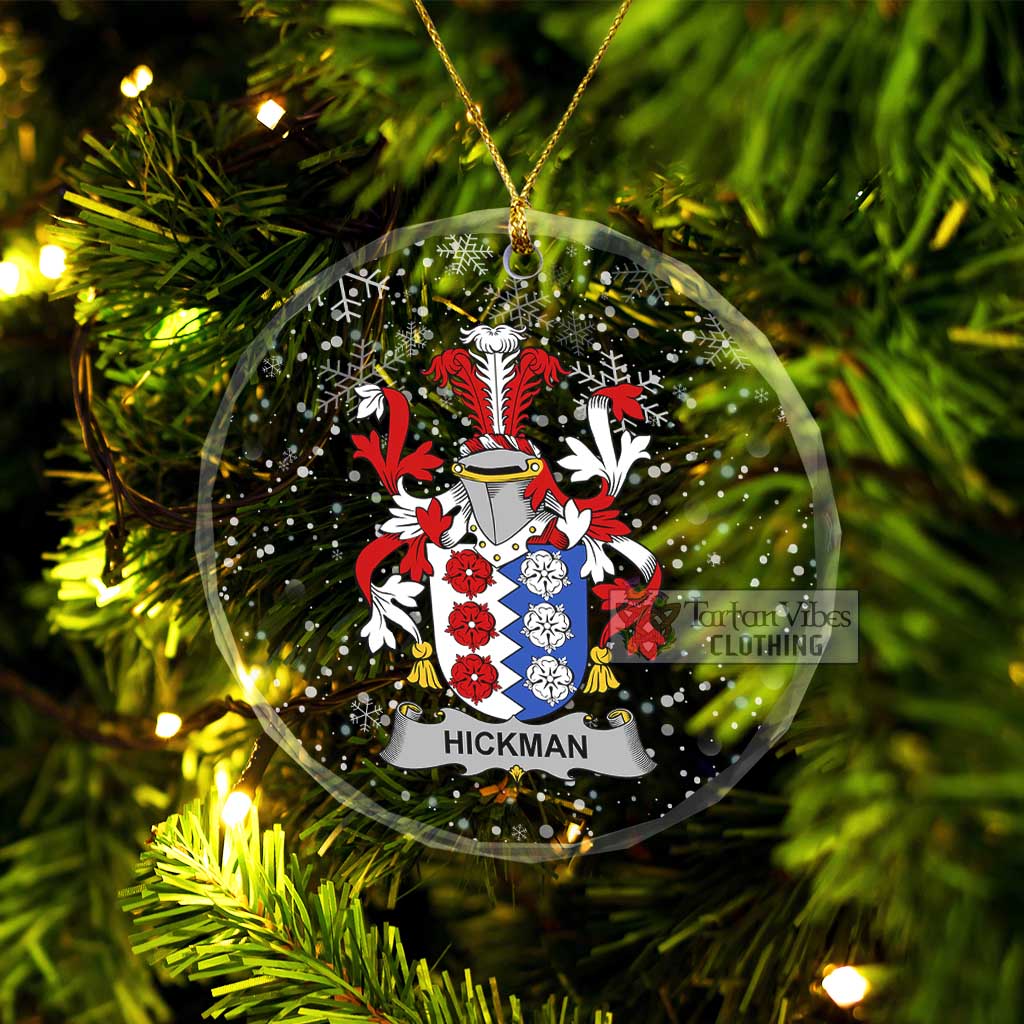Hickman Irish Clan Christmas Glass Ornament with Coat of Arms Transparent Glass Circle - 2D-tartanvibesclothing