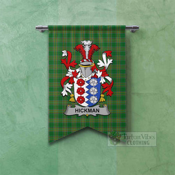 Hickman Irish Clan Tartan Gonfalon, Tartan Banner with Coat of Arms