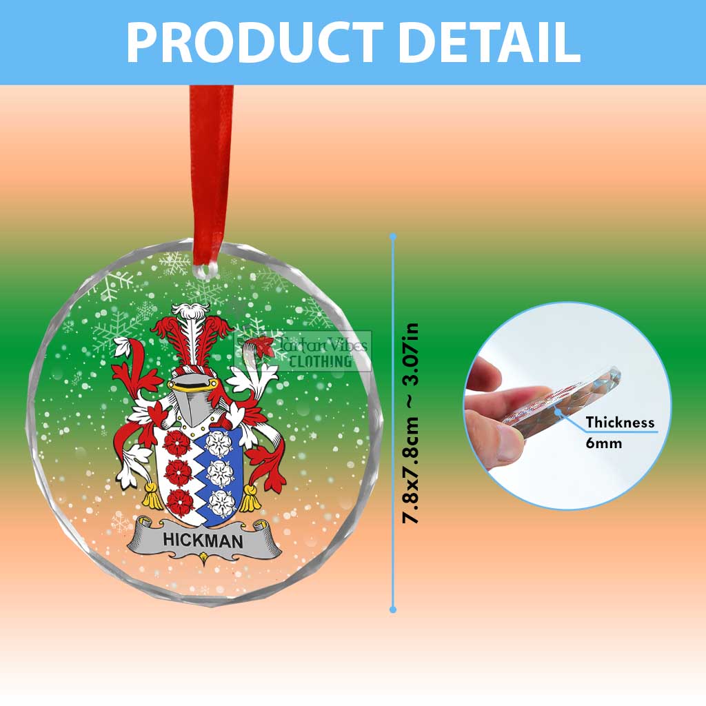 Hickman Irish Clan Christmas Glass Ornament with Coat of Arms - 2D-tartanvibesclothing