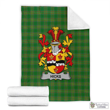 Tartan Vibes Clothing Hicks Irish Clan Tartan Blanket with Coat of Arms