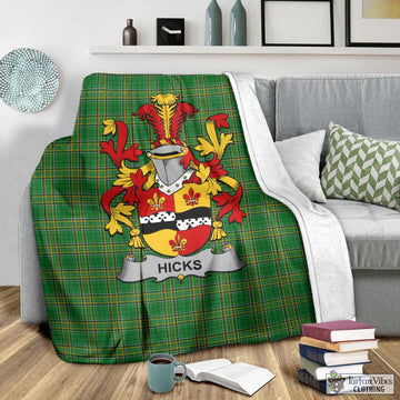 Tartan Vibes Clothing Hicks Irish Clan Tartan Blanket with Coat of Arms