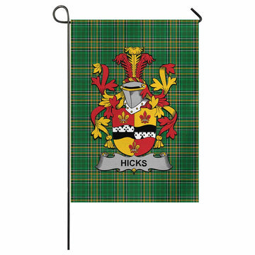 Hicks Irish Clan Tartan Garden Flag with Coat of Arms